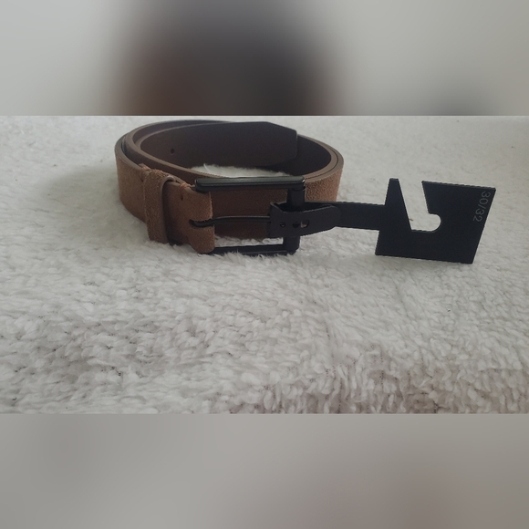 Express Design Studio Genuine Leather Brown Belt Black Square Buckle for Denim - Picture 1 of 9